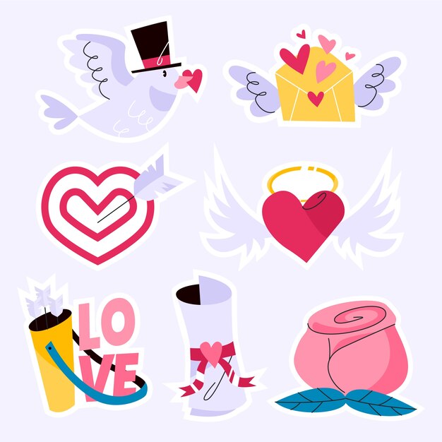 Gradient valentine's day stickers collection