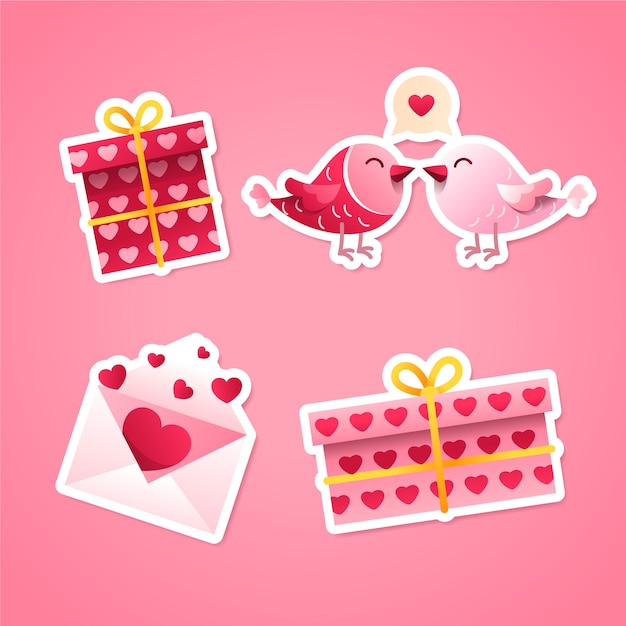 Free vector gradient valentine's day stickers collection