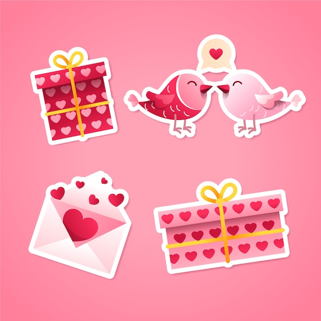 Gradient valentine's day stickers collection