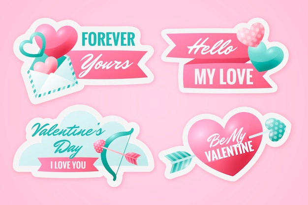 Free vector gradient valentine's day stickers collection
