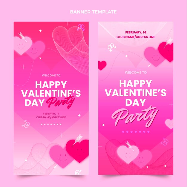 Gradient valentine's day vertical banners set