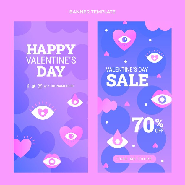 Vettore gratuito set di banner verticali di san valentino sfumato