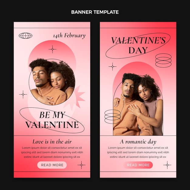 Gradient valentine's day vertical banners set