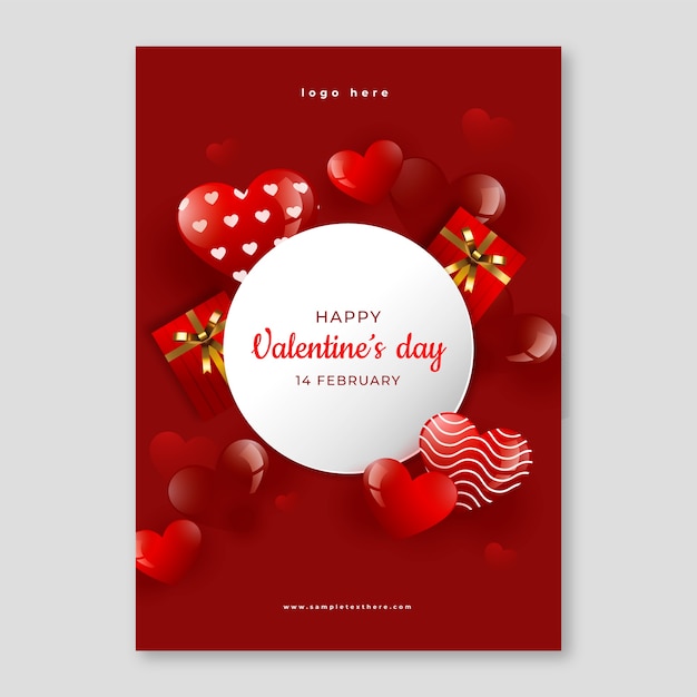 Free vector gradient valentine's day vertical flyer template