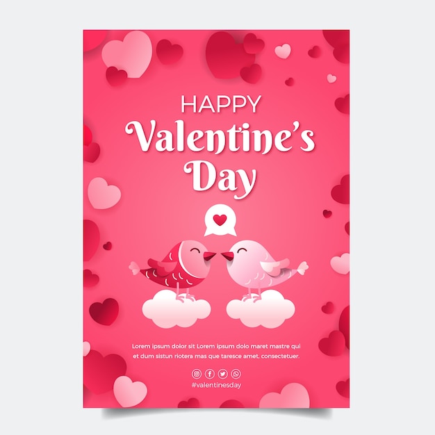 Free vector gradient valentine's day vertical flyer template