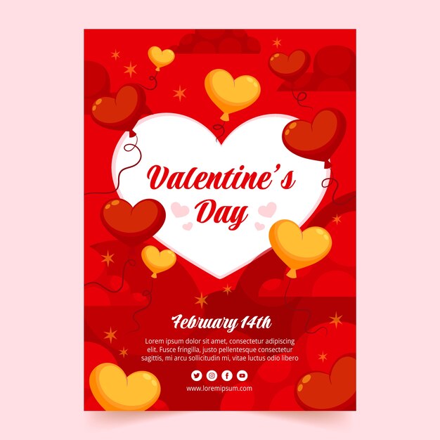 Gradient valentine's day vertical flyer template