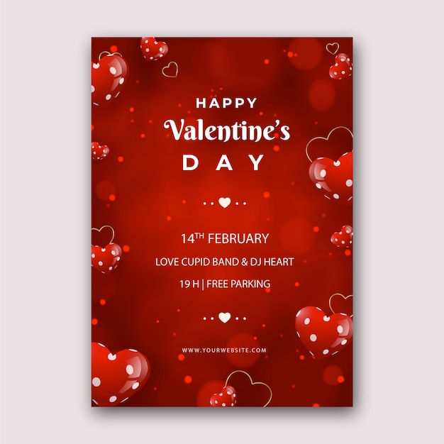 그라디언트 발렌타인 데이 세로 포스터 템플릿