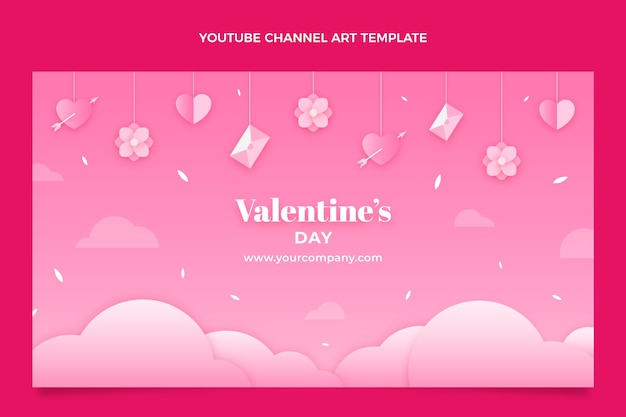 Vettore gratuito arte del canale youtube di san valentino sfumato