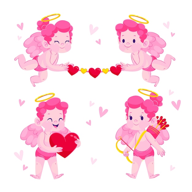 Gradient valentines day cupid characters collection