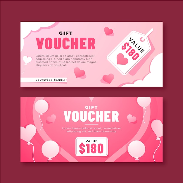 Free vector gradient valentines day vouchers set