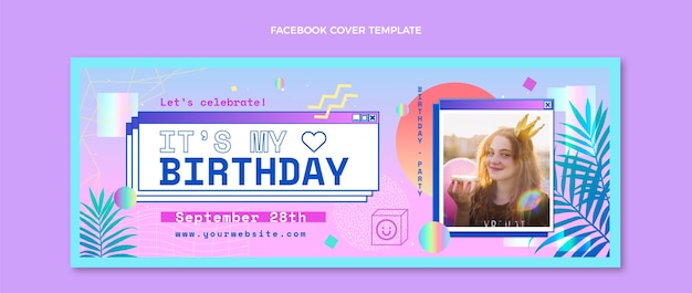 Обложка facebook для дня рождения с градиентной паровой волной