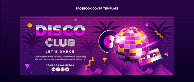 Vettore gratuito copertina facebook della festa in discoteca sfumata vaporwave