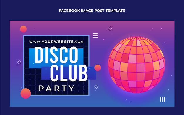 Gradient vaporwave disco party facebook post