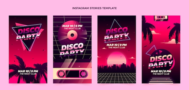 Gradient vaporwave disco party instagram stories