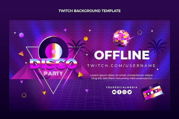 Gradient vaporwave disco party twitch background