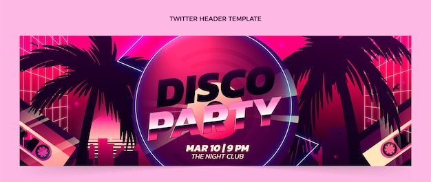 Free vector gradient vaporwave disco party twitter header