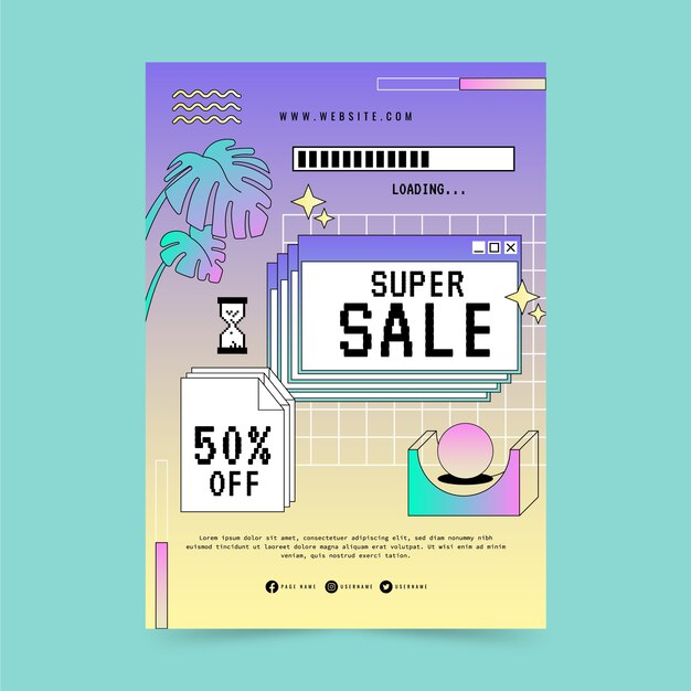Gradient vaporwave super sale flyer