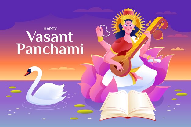 ツィターとグラデーション ヴァサント panchami 背景