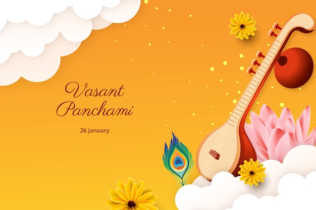 무료 벡터 그라디언트 vasant panchami 축제 배경