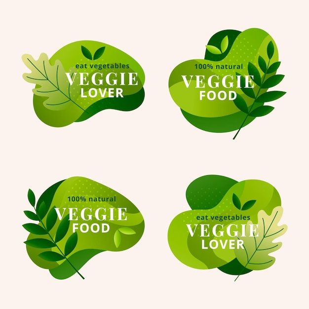 Vettore gratuito set di badge vegetariani sfumati