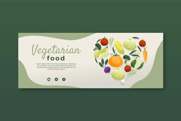 Обложка facebook с градиентом вегетарианской еды