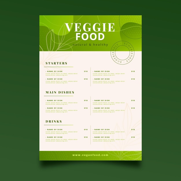 Free vector gradient vegetarian menu template