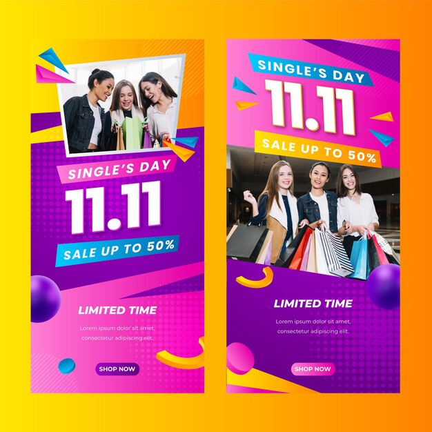 Gradient vertical banner template for 11.11 sale event