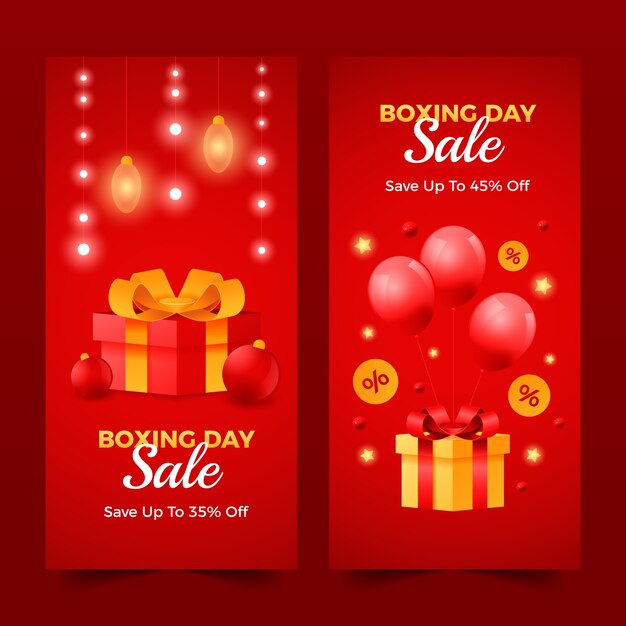 Gradient vertical banner template for boxing day shopping