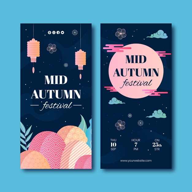 Gradient vertical banners set for mid-autumn festival celebration