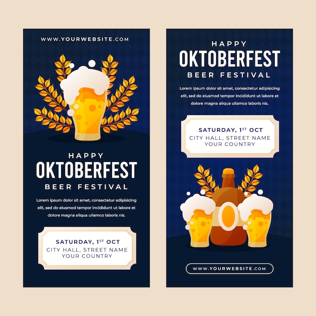 Gradient vertical banners set for oktoberfest festival