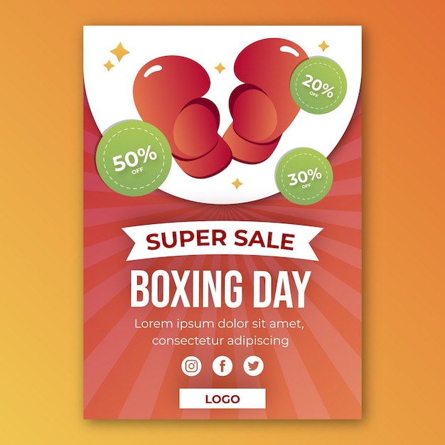 Gradient vertical boxing day sale poster template