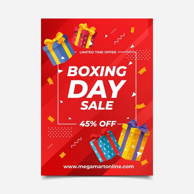 Gradient vertical boxing day sale poster template