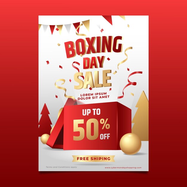 Gradient vertical boxing day sale poster template