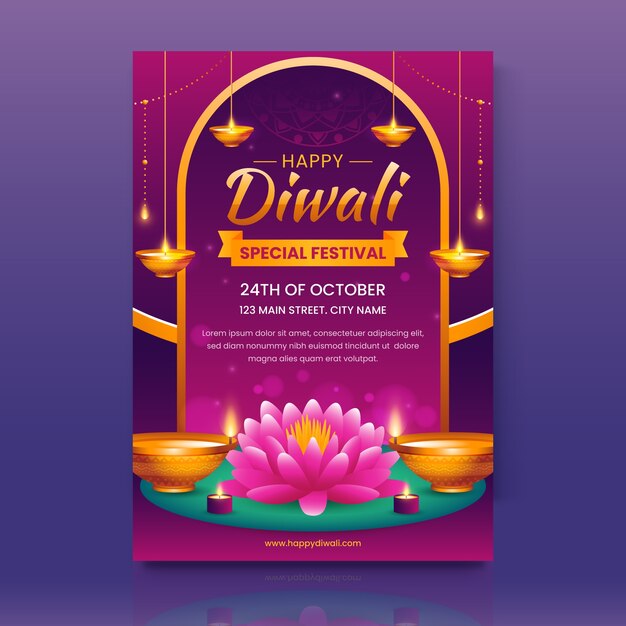 Gradient vertical flyer template for diwali celebration