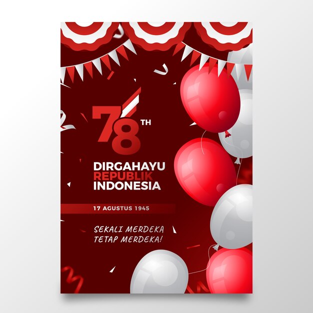 Gradient vertical flyer template for indonesia independence day celebration