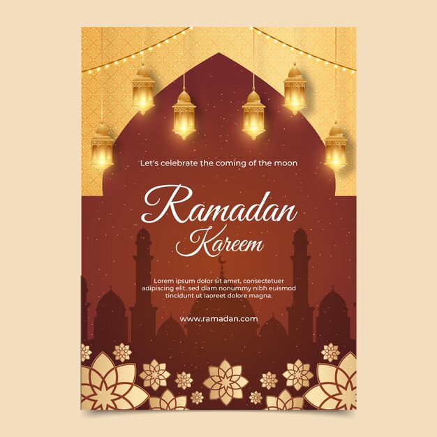 Gradient vertical flyer template for islamic ramadan celebration