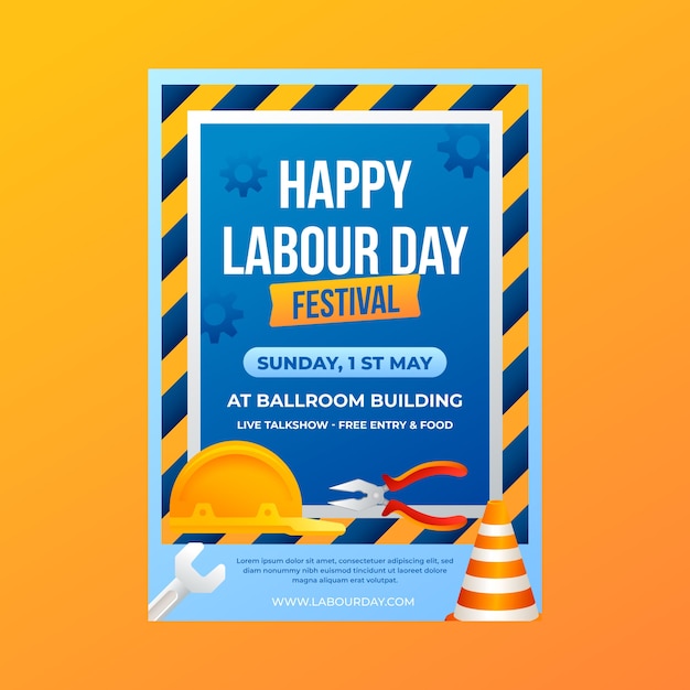 Free vector gradient vertical flyer template for labour day celebration