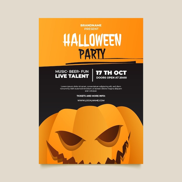 Free vector gradient vertical halloween party flyer template