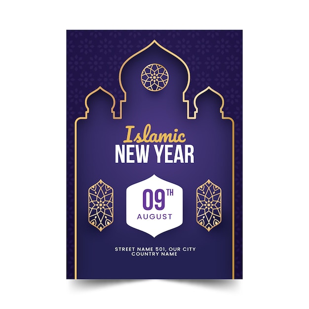 Islamic New Year Poster Template with Gradient Vertical Design