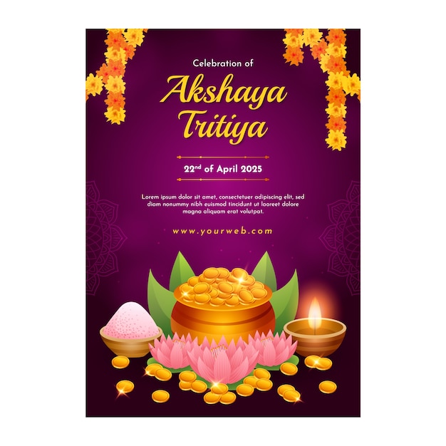 Akshaya tritiya 축제 축하를 위한 그라데이션 수직 포스터 템플릿