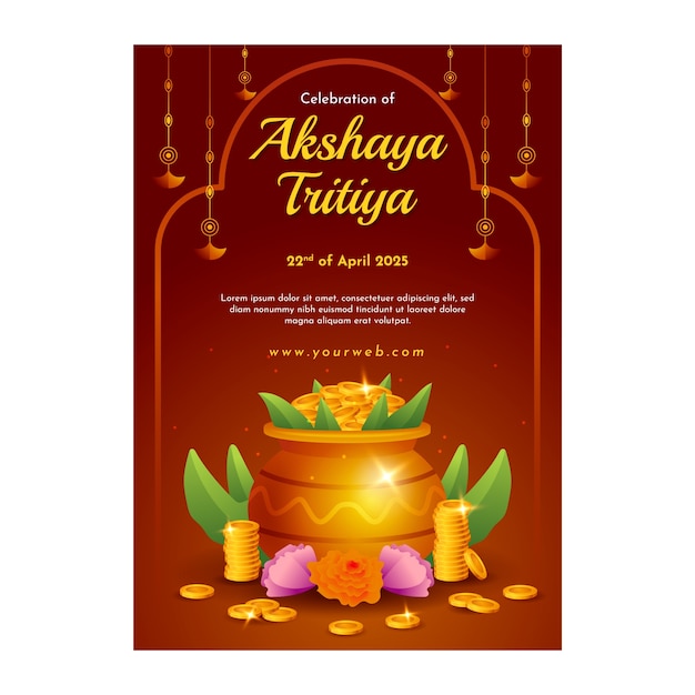 Gradient vertical poster template for akshaya tritiya festival celebration