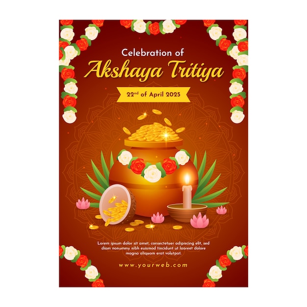 Modello di poster verticale sfumato per la celebrazione del festival akshaya tritiya