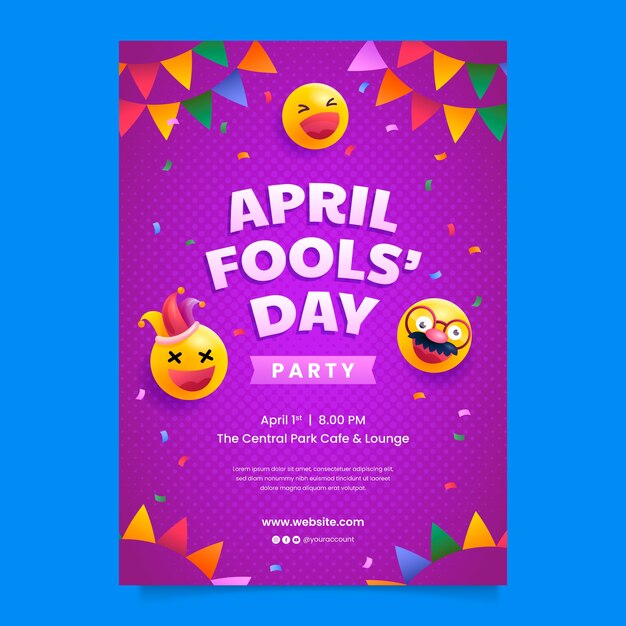 Gradient vertical poster template for april fool's day