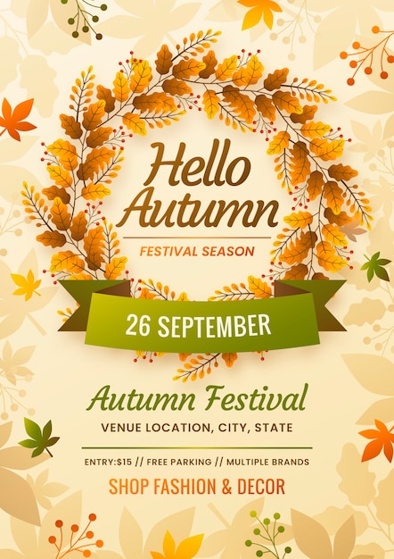 Free vector gradient vertical poster template for autumn