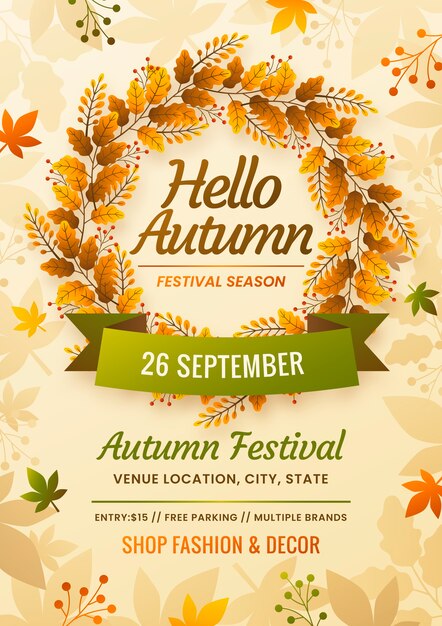 Gradient vertical poster template for autumn