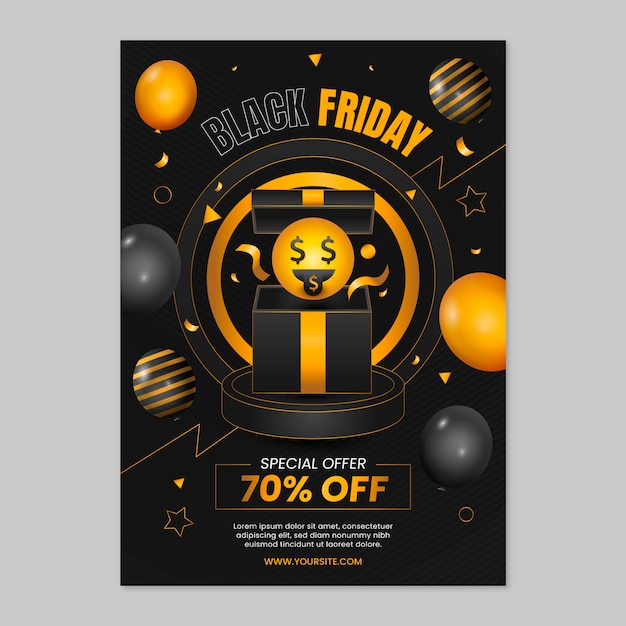 Modello di poster verticale sfumato per la vendita del black friday