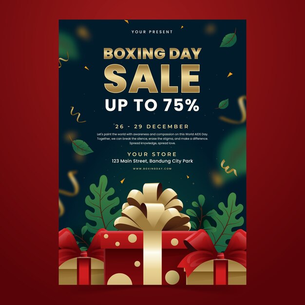 Gradient vertical poster template for boxing day sales