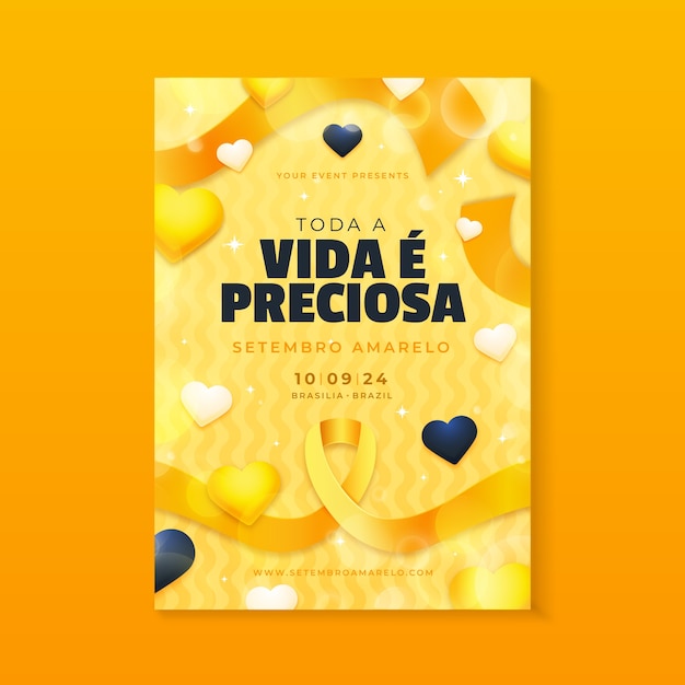 Modello di poster verticale gradiente per la consapevolezza del mese brasiliano di prevenzione del suicidio