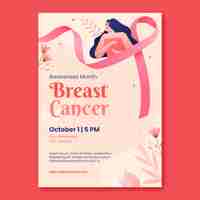 Free vector gradient vertical poster  template for breast cancer awareness month