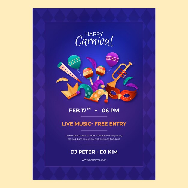 Gradient vertical poster template for carnival party celebration